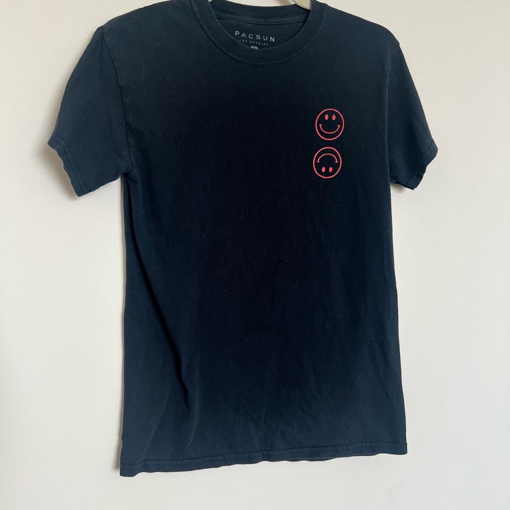PacSun Black Graphic Tee Smiley Face No Thank You Streetwear T-Shirt Small